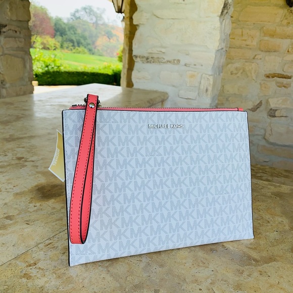 Michael Kors signature clutch wristlet grapefruit - Picture 1 of 9